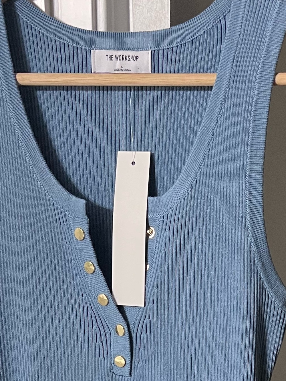 Baltic Born Ribbed Henley Midi Dress in Dusty Blue